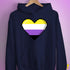 Nonbinary Pride 8-Bit Pixel Heart Hoodie - Navy